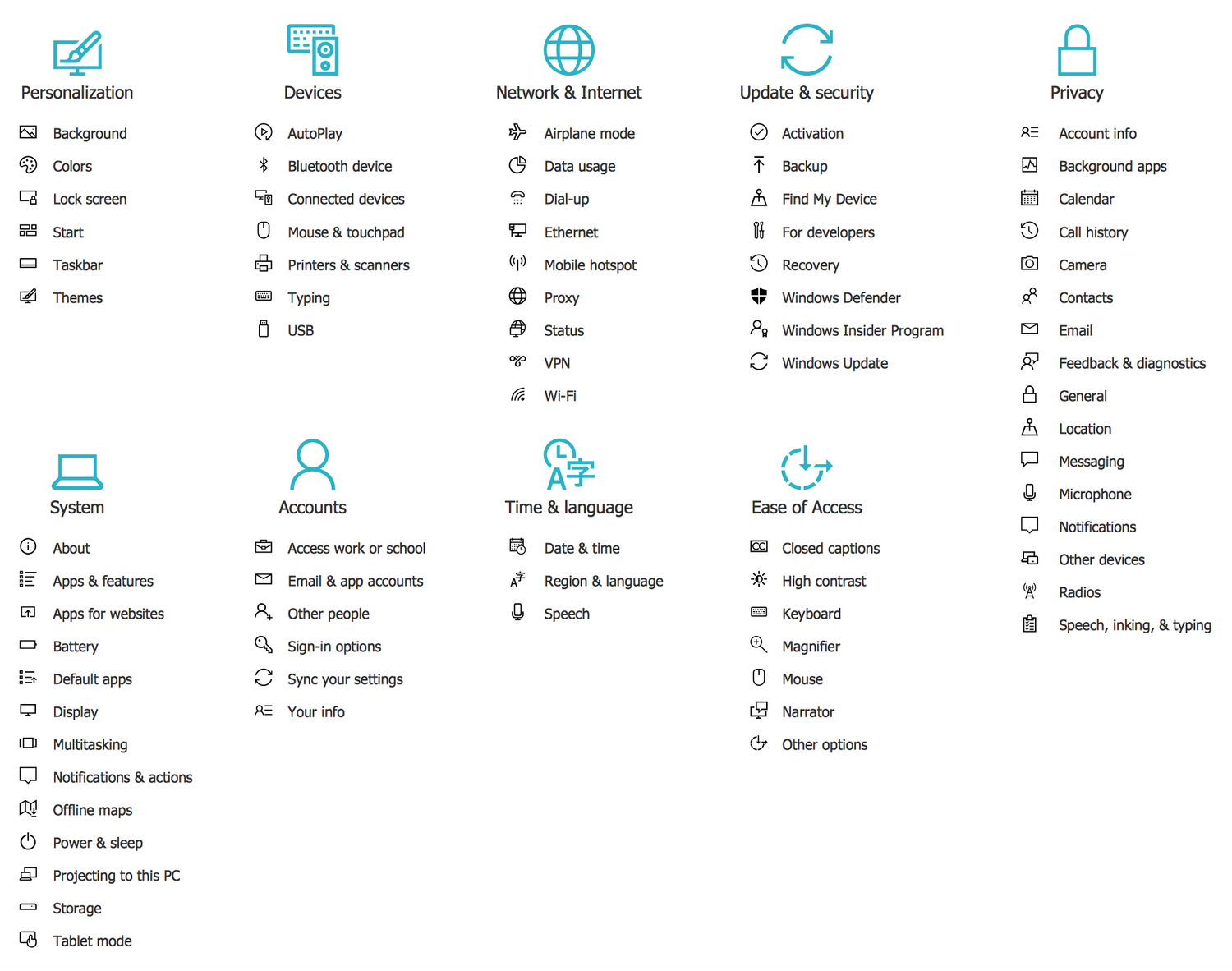Design Elements — Windows Settings Icons