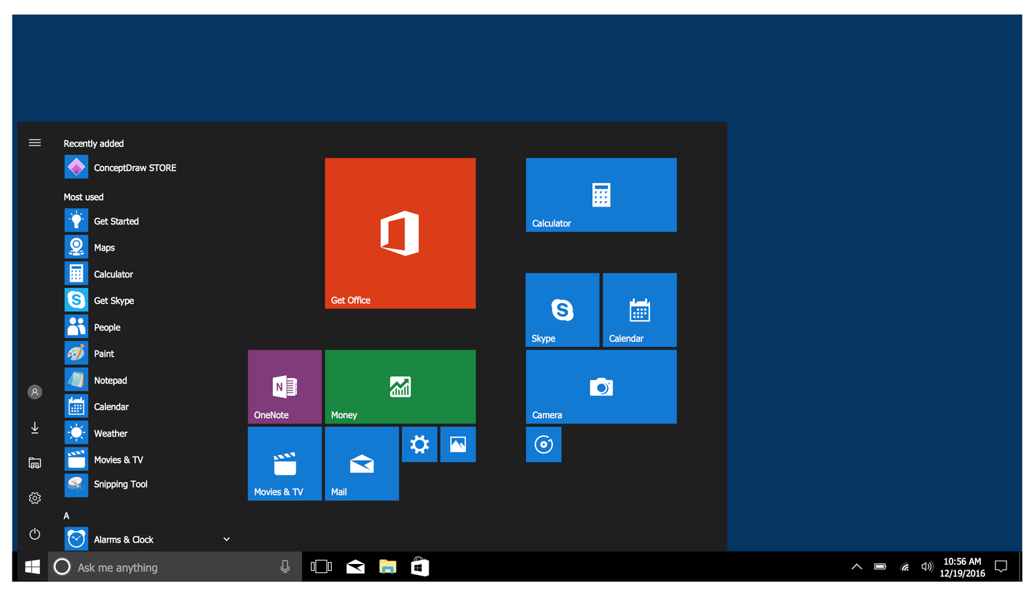 Windows 10 User Interface — Start Menu