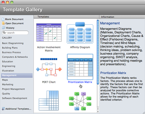 Create new Document using Prioritization Matrix